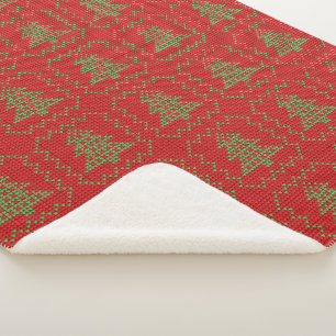 Cobertor Sherpa Padrões de suéter feio da árvore de Natal Cozy