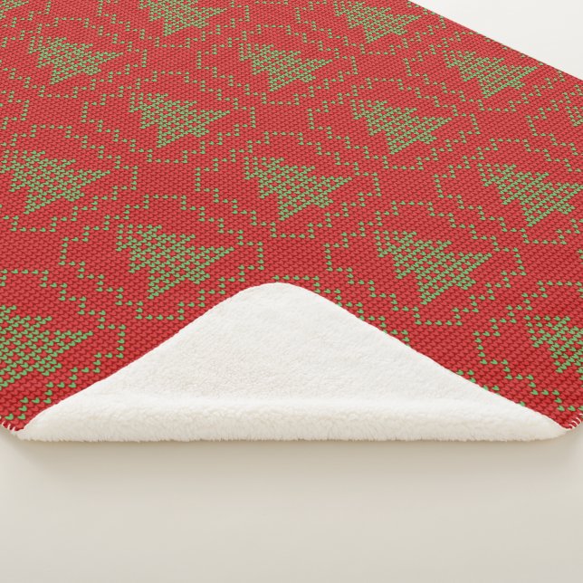 Cobertor Sherpa Padrões de suéter feio da árvore de Natal Cozy (3/4)