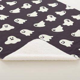 Cobertor Sherpa Padrões Fantasma Cute do Halloween Cair Sherpa Bla
