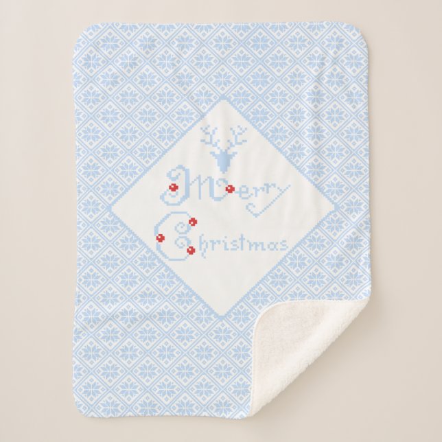 Cobertor Sherpa Padrões Feliz de Natal (Frente)