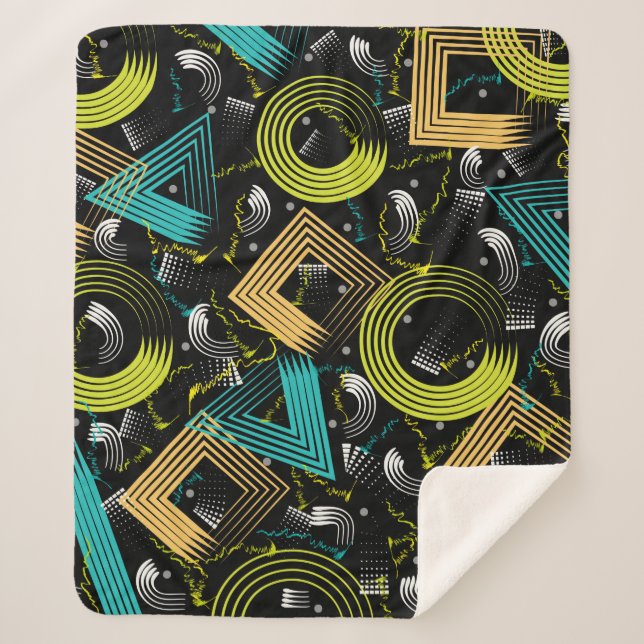 Cobertor Sherpa Padrões geométricos,retrô,90s,abstrato,a (Frente)