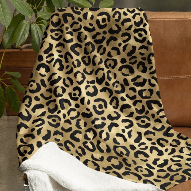Cobertor Sherpa Padrões para animais Dourados de Leopard Impresso- (Luxury Gold Leopard Print-Cozy Glam Animal Pattern Sherpa Blanket)