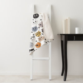 Cobertor Sherpa Padrões para gatos e pata engraçados coloridos