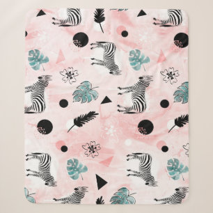 Cobertor Sherpa Padrões Tie-Dye das Folhas Tropicais Zebras