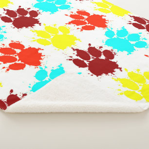 Cobertor Sherpa Paint Splatter Dog Paw Padrão de Impressão