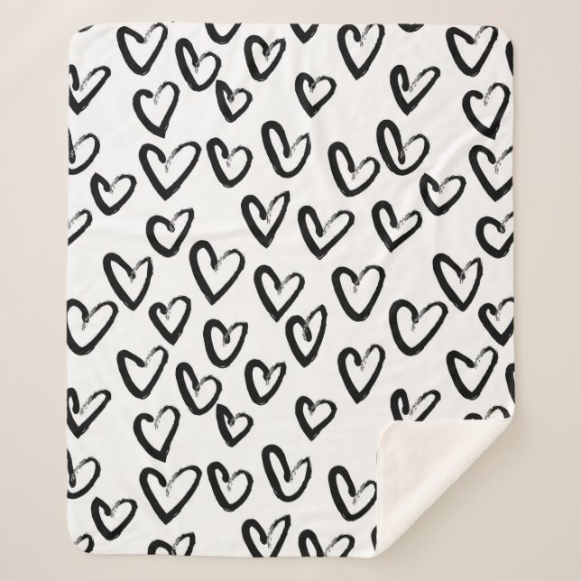 Cobertor Sherpa Paint Stroke Heart Pattern (Frente)