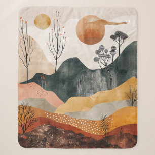 Cobertor Sherpa Paisagem Boho Abstrato (15)