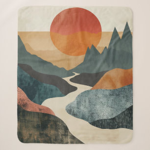 Cobertor Sherpa Paisagem Boho Abstrato (5)