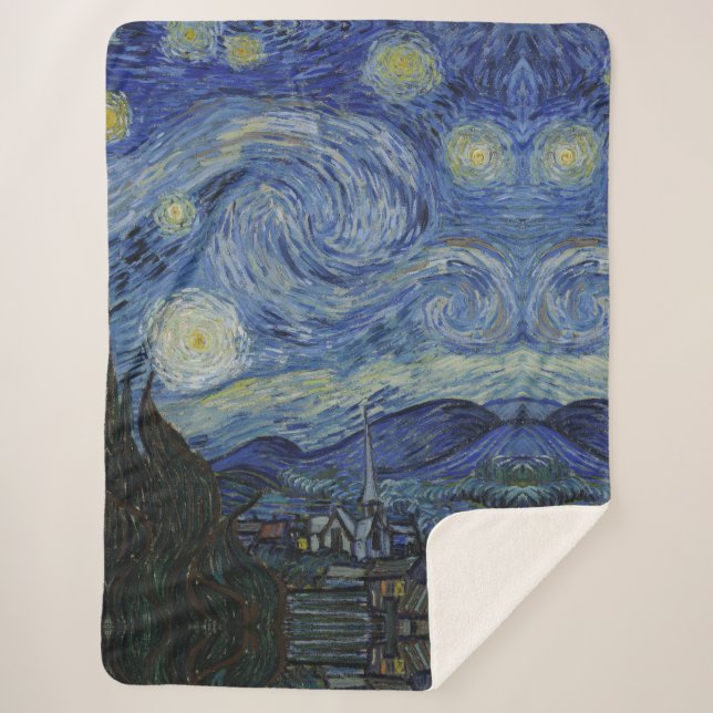 Cobertor Sherpa Paisagem bonita Estrelas de Ouro do Céu Azul Noite (Frente)