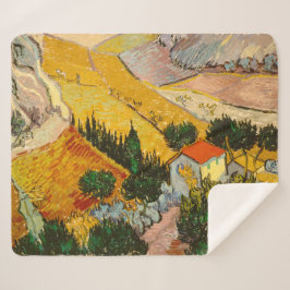 Cobertor Sherpa Paisagem com House e Ploughma Vincent van Gogh