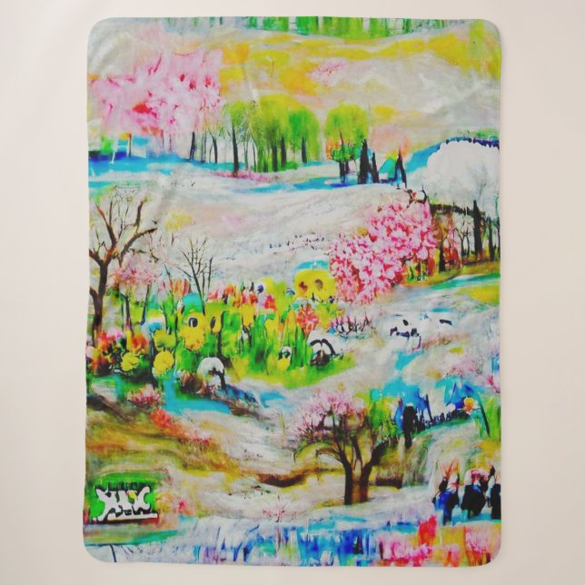 Cobertor Sherpa Paisagem de Aquarela 2 (Frente)