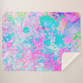 Cobertor Sherpa Paisagem de Hortênsias Azul Água e Rosa Quente
