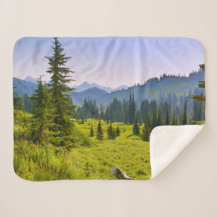 Cobertor Sherpa Paisagem de Montanha e Floresta Estado de Washingt