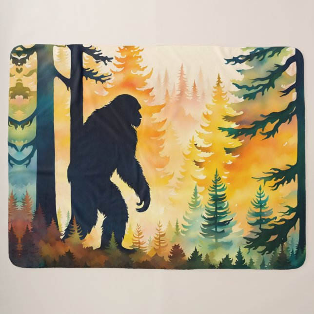 Cobertor Sherpa Paisagem de outono de Sasquatch (Frente (Horizontal))