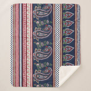 Cobertor Sherpa Paisley do Marinho Elegante: Design de Borda do Et