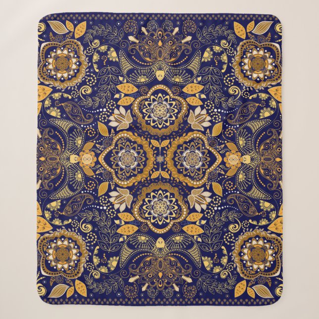 Cobertor Sherpa Paisley Elegance: Padrão de Design têxtil (Frente)