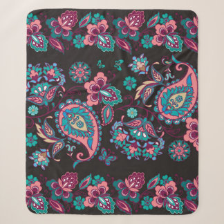 Cobertor Sherpa Paisley Stripe: Decorativa Negra Sem Semente