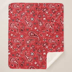Cobertor Sherpa Paisley Vermelho Clássico Bandana