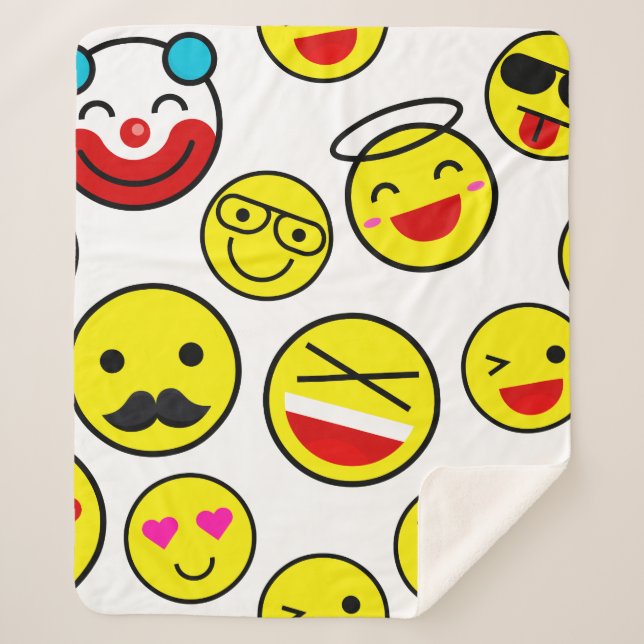 Cobertor Sherpa palhaço engraçado emojis (Frente)