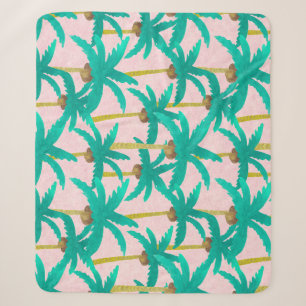 Cobertor Sherpa Palmas Tropicais: Padrão de Verão de Aquarela