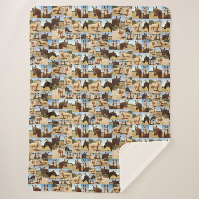 Cobertor Sherpa Palomino Horses Collarge, (Frente)