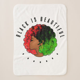 Cobertor Sherpa Pan-africana menina mulher negra verde vermelho or