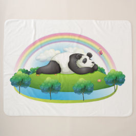 Cobertor Sherpa Panda Bear Relaxando sob um arco-íris