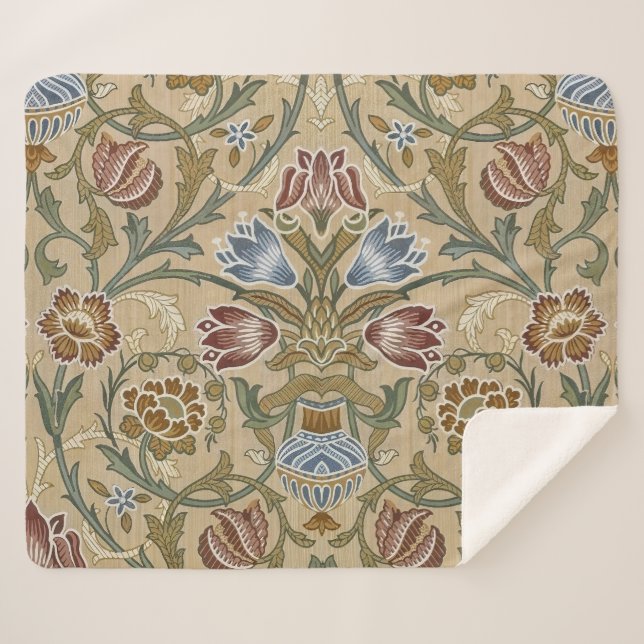 Cobertor Sherpa Pano Floral Simétrico Brocado William Morris Vinta (Frente (Horizontal))