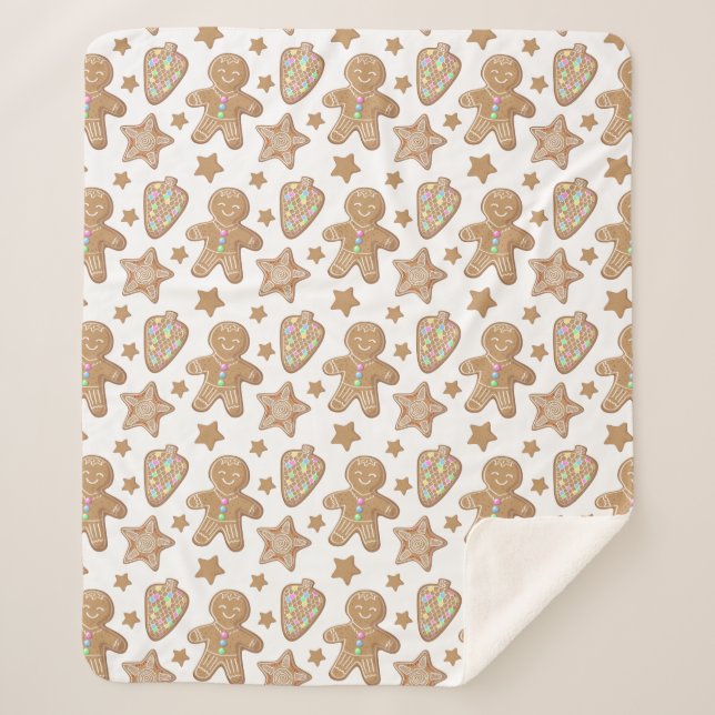 Cobertor Sherpa Pão de Gengala Bonito Padrão de Biscoito de Natal (Frente)