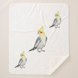 Cobertor Sherpa Papagaio Cockatiel de Cores Aquáticas.