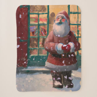Cobertor Sherpa Papai Noel em frente à Arte AI do Compro Brinquedo