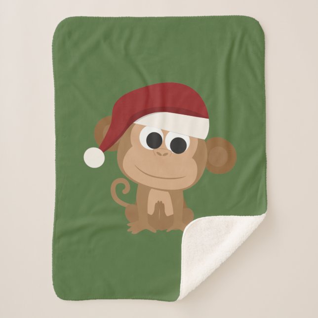Cobertor Sherpa Papai noel Macaco Folheto (Frente)