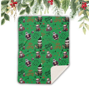 Cobertor Sherpa Papais noeis de gangster bonitos Feliz Natal em Ve