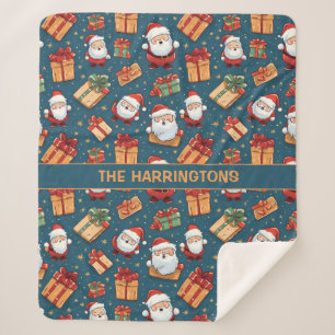 Cobertor Sherpa Papais noeis de Natal de Nome Personalizado