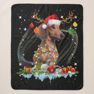 Cobertor Sherpa Papais noeis Engraçados Dachshund Reindeer Natal C
