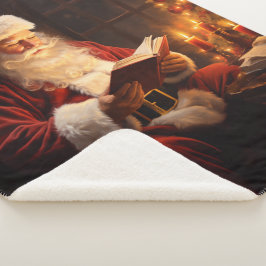 Cobertor Sherpa Papais noeis Vintage Lendo um Livro de Natal