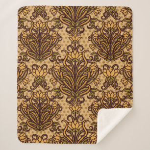 Cobertor Sherpa Papel de parede sem costura, estilo art nouveau, V