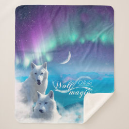 Cobertor Sherpa Par de lobos brancos personalizados