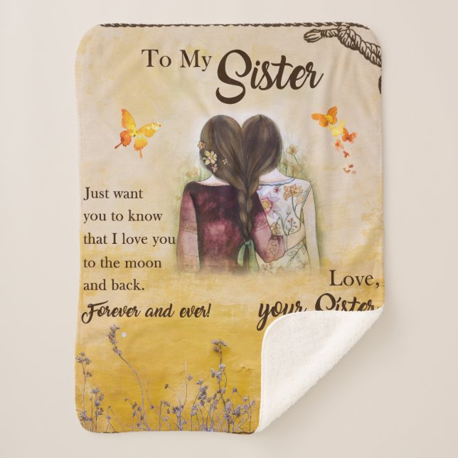 Cobertor Sherpa Para Minha Irmã Presente, Amantes De Borboletas, I (Frente)