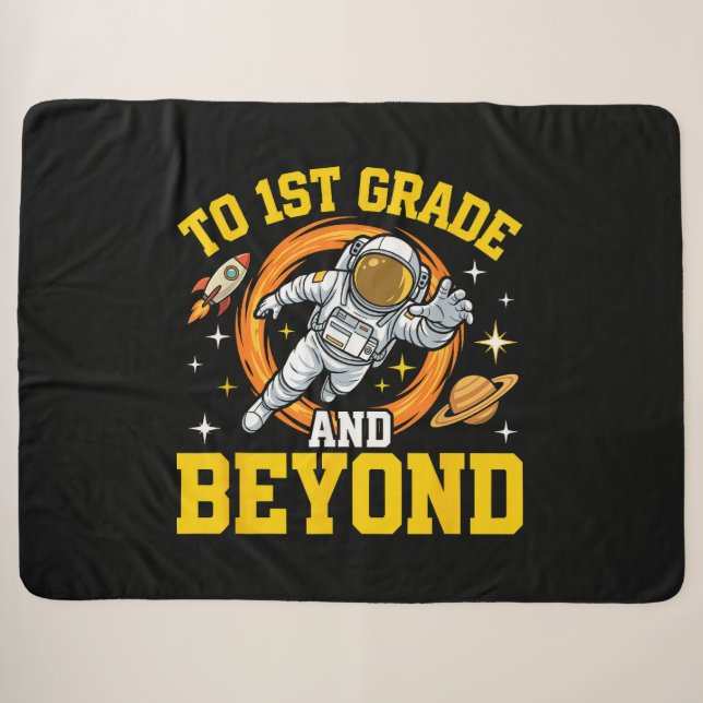 Cobertor Sherpa para o 1º ano e além Aluno Astronauta (Frente (Horizontal))