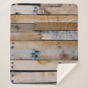 Cobertor Sherpa Parede de madeira castanha