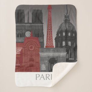 Cobertor Sherpa Paris Elevações por Noite - Vermelho