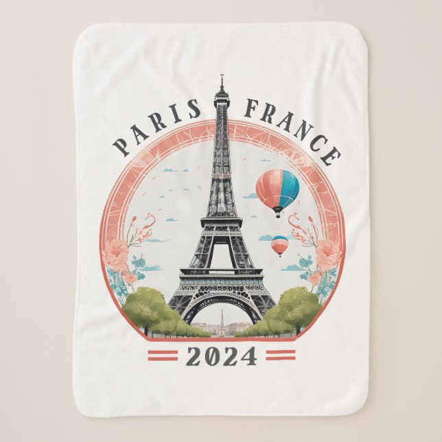 Cobertor Sherpa Paris França 2024 Fleece Blankets, Torre Eiffel (Frente)