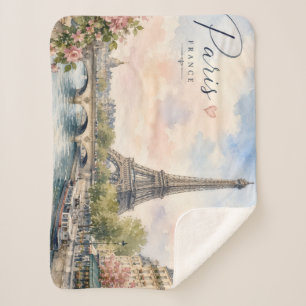Cobertor Sherpa Paris França Torre Eiffel rio Sena
