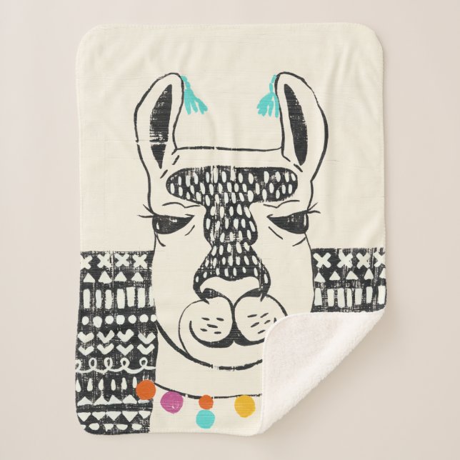 Cobertor Sherpa Partido Llama - Retrato (Frente)