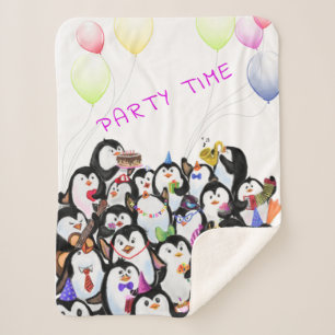 Cobertor Sherpa Partido Pinguim Feliz Sherpa Blanket - Texto Perso