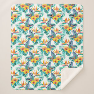 Cobertor Sherpa Pássaro de paraíso & de teste padrão da orquíd