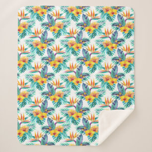 Cobertor Sherpa Pássaro de paraíso & de teste padrão da orquídea