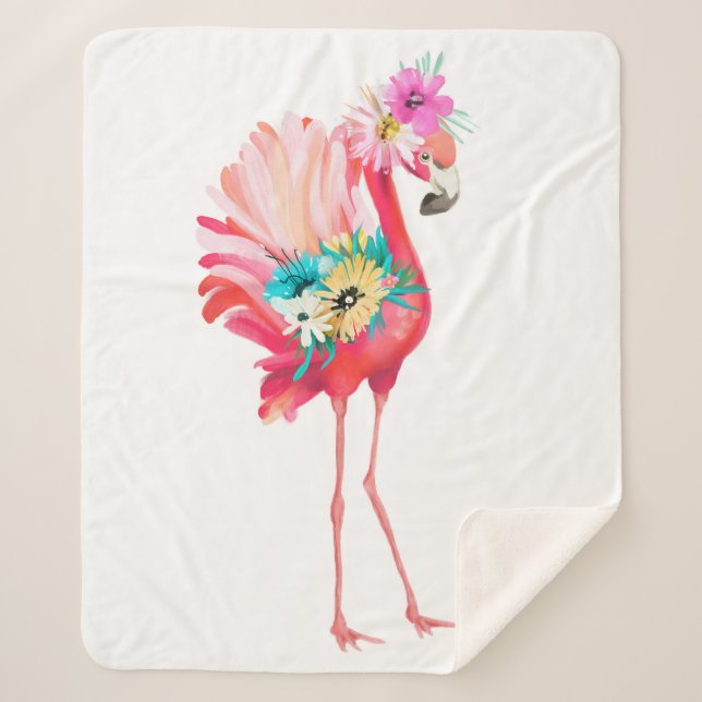 Cobertor Sherpa Pássaro mexicano bonito e bonito, rosa e flamingo, (Frente)