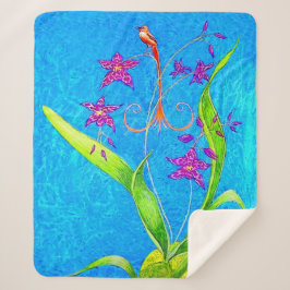 Cobertor Sherpa Pássaro Orquídeo bonito